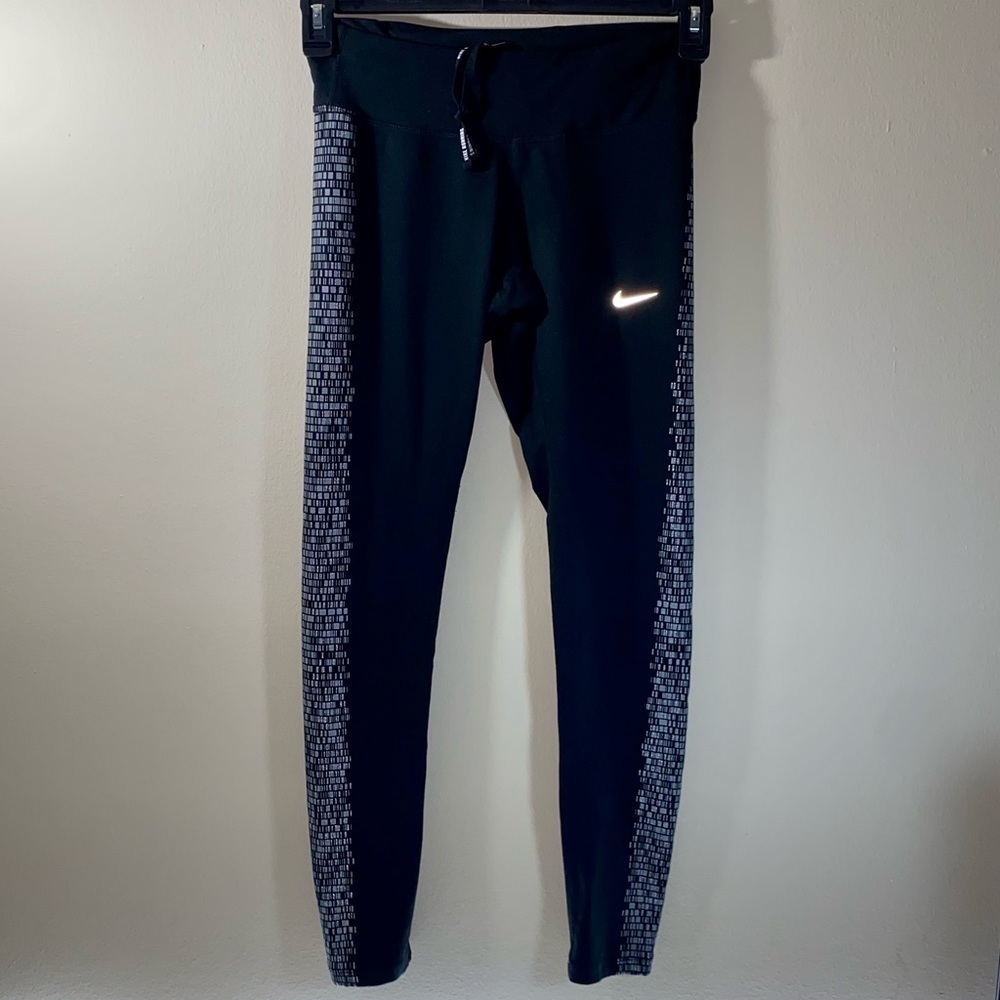 Nike Dri-Fit Leggings Running Tights Geometric Pull on Full Length Workout Pants